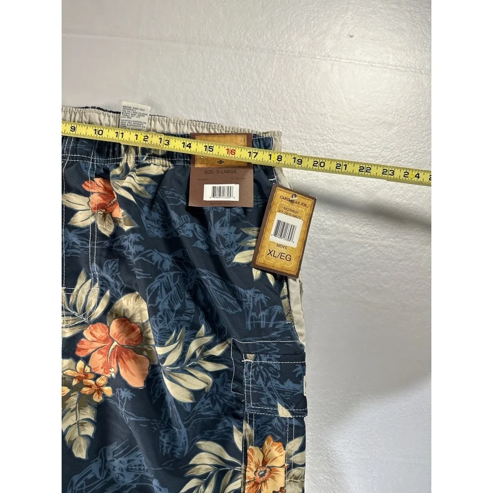 NWT Caribbean Swim Shorts Trunks Men's XL Lined‎ Tropical Floral Island Palm Sea